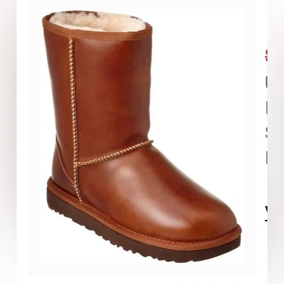 🌰 UGG 🌰 Women's Classic Short Water-resistant Leather •Chestnut • size 8 - Picture 1 of 13